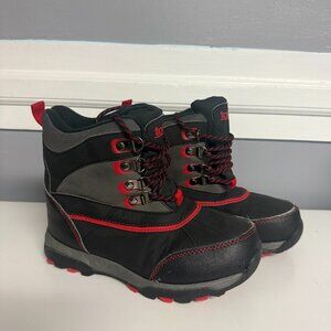 Totes Kids Ricky Black/Gray/Red Winter Snow Boots w/Laces Waterproof Sz 2M